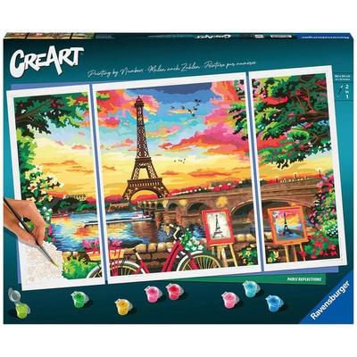 CreArt Premium Triptychon - Spiegelbild von Paris