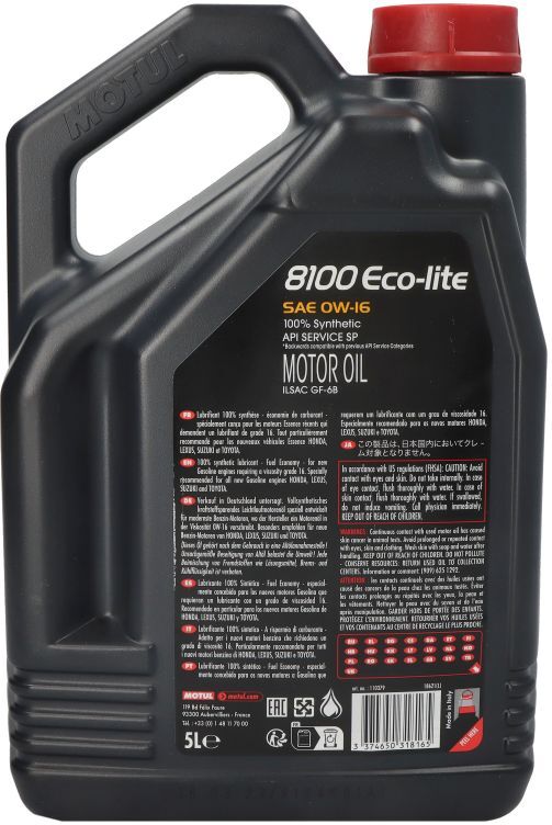 Moottoriöljy Motul 110379 8100 Eco-Lite 0w16 5l