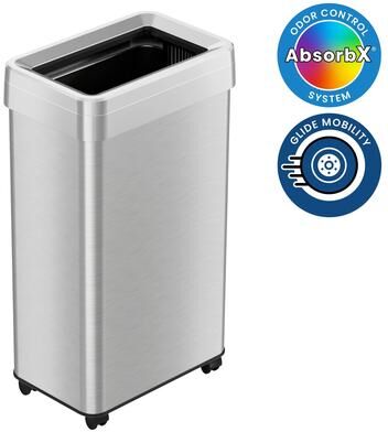iTouchless 18 Gallon / 68 Liter Rectangular Open Top Kitchen Trash Can with Wheels and Dual Odor Filters