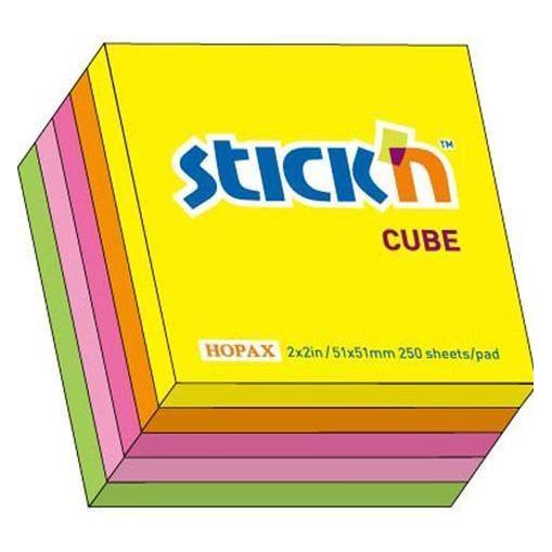 Stickman Notizbuch-Würfelmix 5 Farben Neon (50 x 50 mm) (41923828)