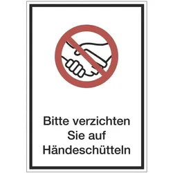 Marahrens Aufkleber / Hinweisschild »Händeschütteln verzichten« 13 x 18,5 cm, 10 Stück weiß