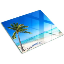 GLASPLATTE 60x52 cm Tropischer Strand