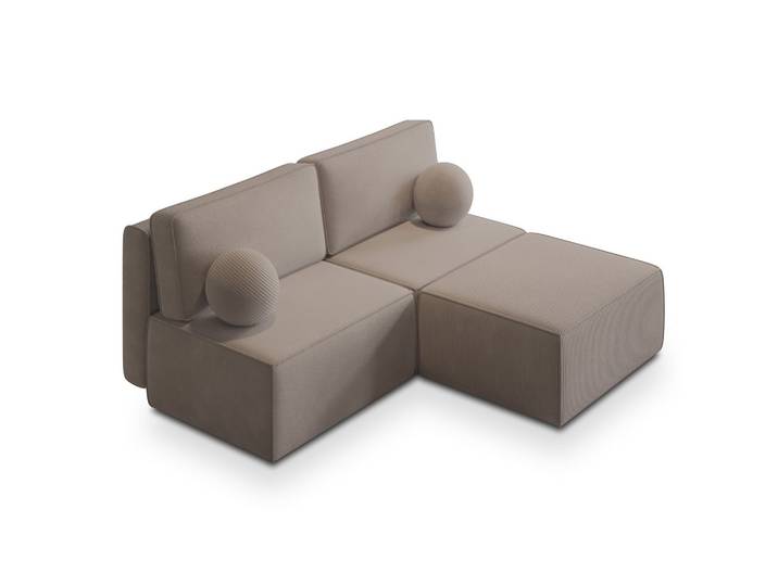 ECKSOFA VARNA P Beige Kordstoff mit Schlaffunktion