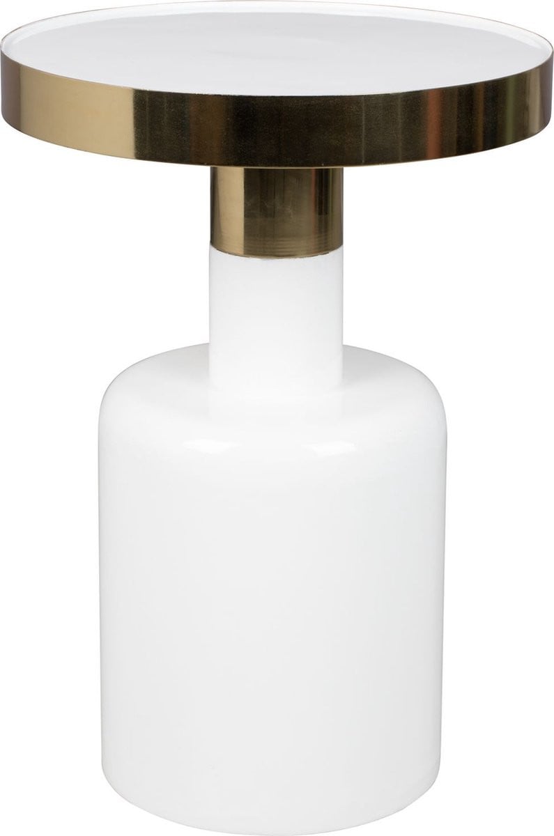 Zuiver Glam Bijzettafel Rond Wit/Goud Breedte: 36 cm, Hoogte: 51 cm