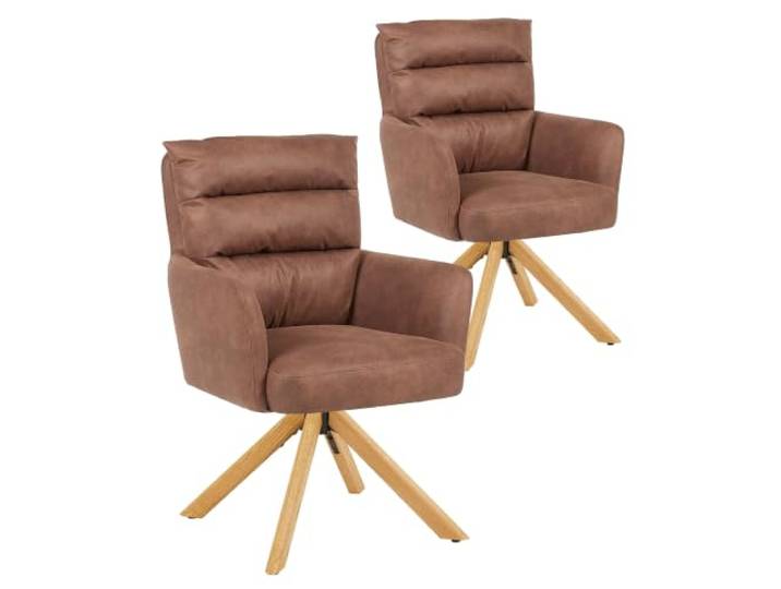 DUBI Möbel Esszimmerstuhl 31107-1B02/2B01 (Eiche Natur XL, Drehbar mit Rückstellfunktion & Kippfunktion, Braun)