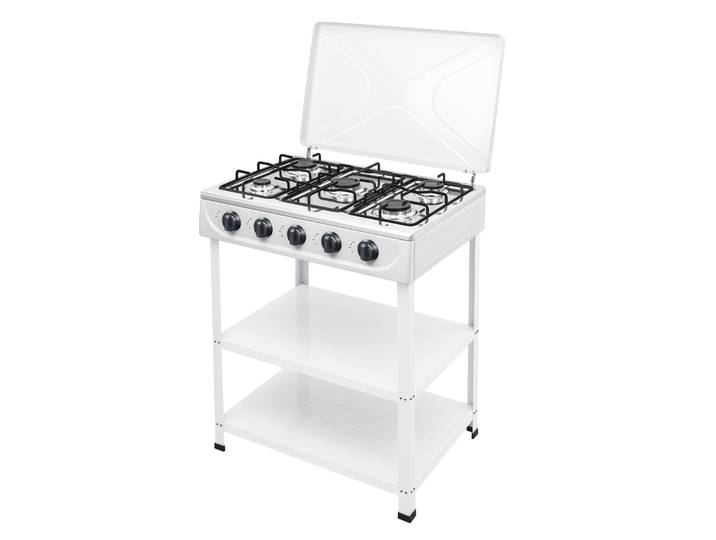 Cuisinière à gaz naturel 5 brûleurs, blanche, autoportante, avec brûleurs de 2,5 kW et allumage manuel, cuisinière à gaz propane