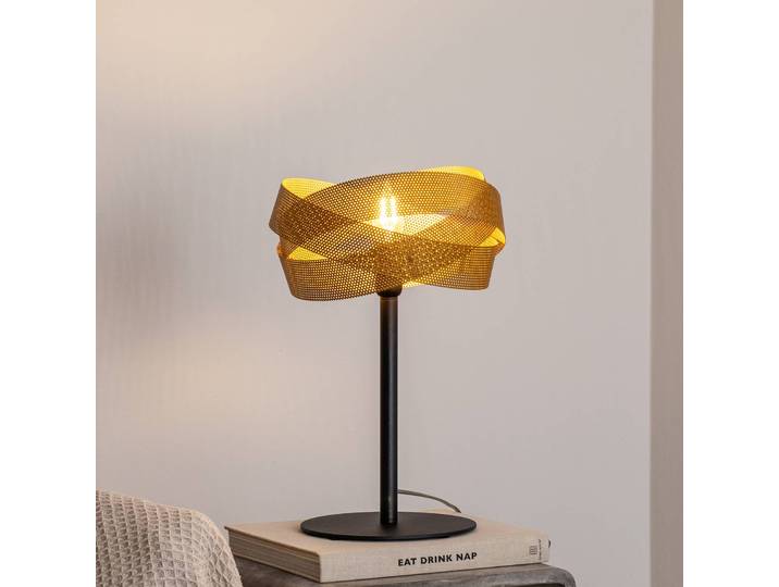 Tischlampe Tornado Domiluce, messing / gold, für Wohn- / Esszimmer, Metall, Modern