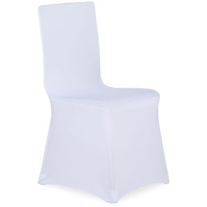 Relaxdays Stuhlhusse elastisch, weiß, für Esszimmerstühle, bodenlang, aus Stoff, 4er Set