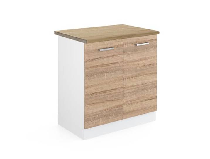 Vicco Spülenunterschrank R-Line, Sonoma, 80 cm 2 Türen · Arbeitsplatte Eiche · Höhenverst. Füße · Großer Innenraum · Frei kombinierbar