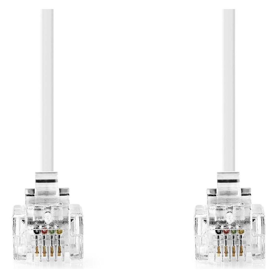 Nedis Telefonkabel | RJ11 Stecker | RJ11 Stecker | 5.00 m | Kabeldesign: Flach | Beschichtung: Verni (TCGL90200WT50)