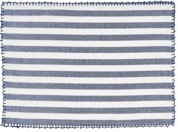 Saro Lifestyle Classic Striped Whipstitch Pom Pom Placemat (Set of 4)