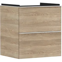 Hansgrohe Xelu Q Waschtischunterschrank Eiche Natur, 580x475 mm, 2 Schubkästen, SoftClose, Wandmontage