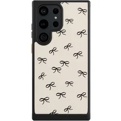 Nivocase Hülle für Samsung Galaxy S23 Ultra Handyhülle NIVOcore Case Schwarz Muster Schleife Schleifen (Samsung Galaxy S23 Ultra), Smartphone Hülle, Schwarz