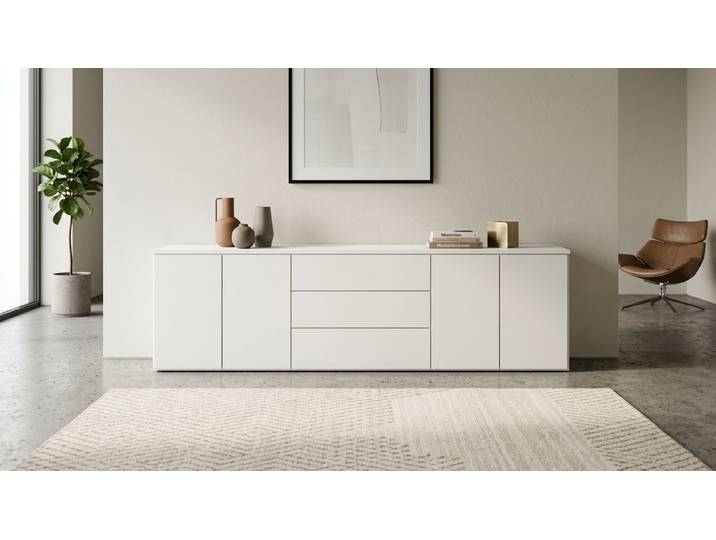 Elegantes Sideboard MDF Beschichtet MDF Weiß matt