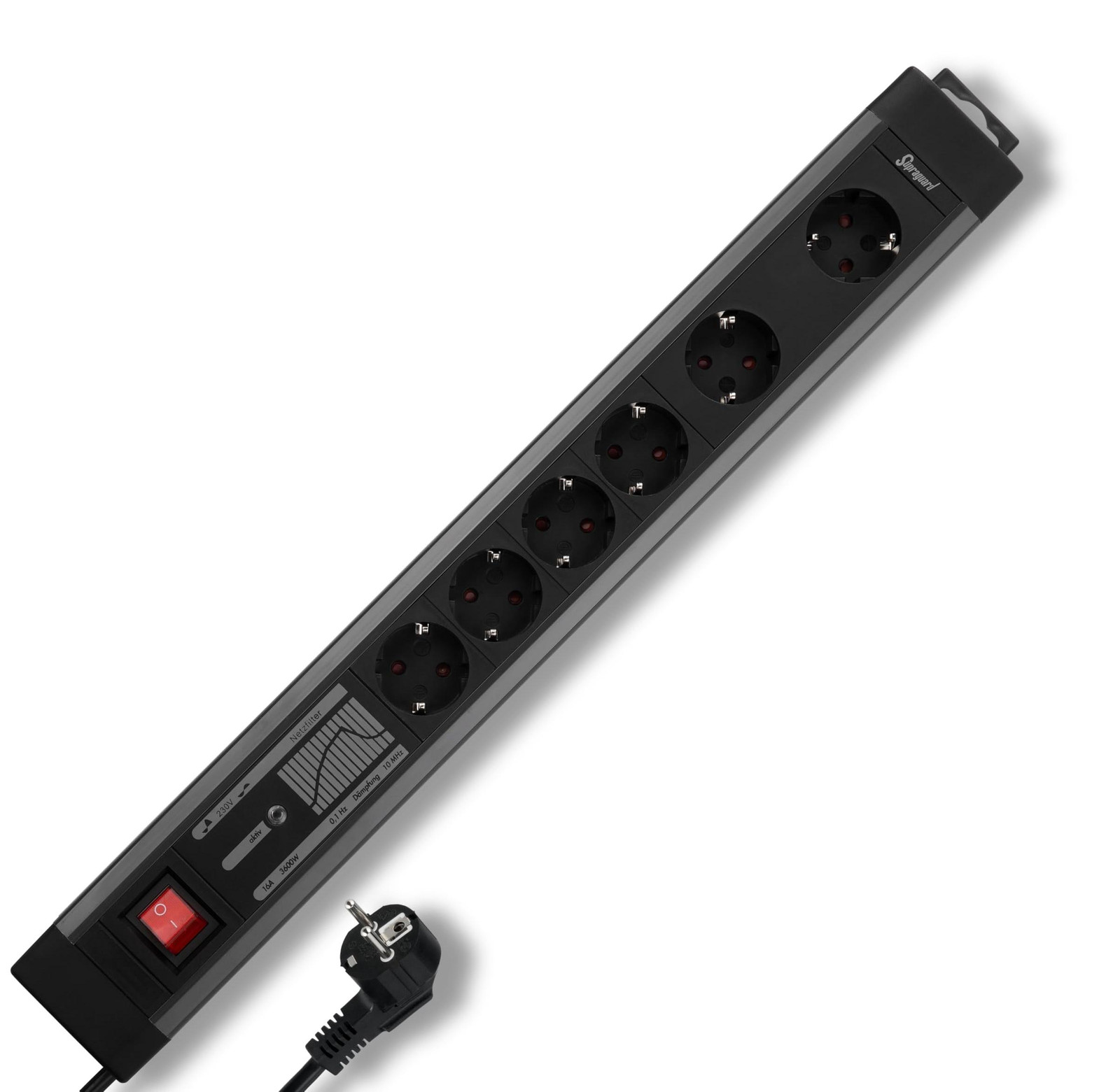 REV stekkerdoos met overspanningsbeveiliging en netfilter, 4+2 stopcontacten