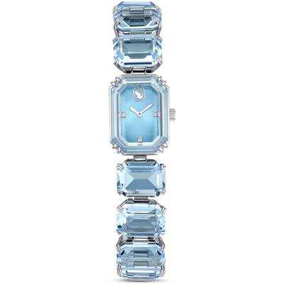 Quarzuhr SWAROVSKI "MILLENIA", blau (hellblau, silberfarben, hellblau), Armbanduhren, Damen, silberfarben, Quarzuhr, Armbanduhr, Damenuhr, Swarovski-Kristalle, Swiss Made