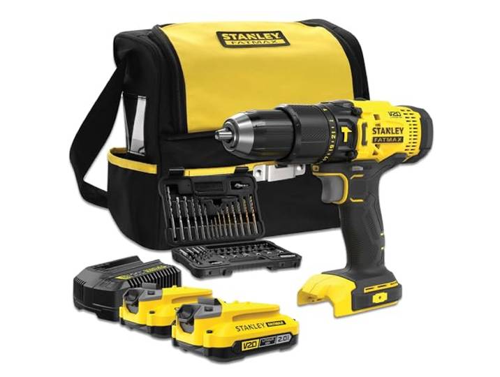 Stanley - Perceuse visseuse sans fil à percussion FATMAX V20 18V AVEC 50 ACCESSOIRES ET SAC + 2 BATTERIES 2AH - SFMCD711DSA-QW