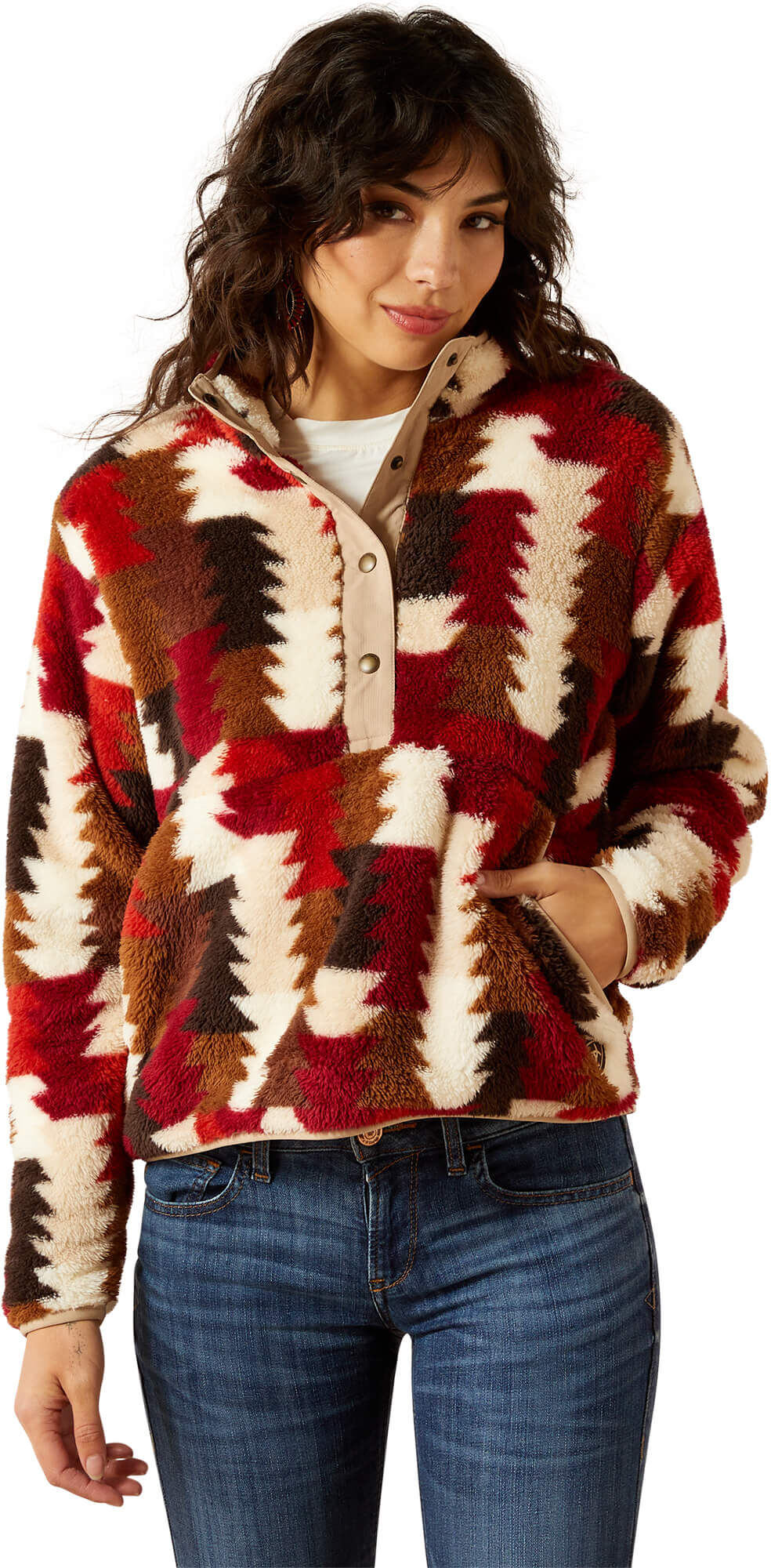 Women's Berber Snap Front Sweatshirt in Ombre Triangles, Size: XL by Ariat