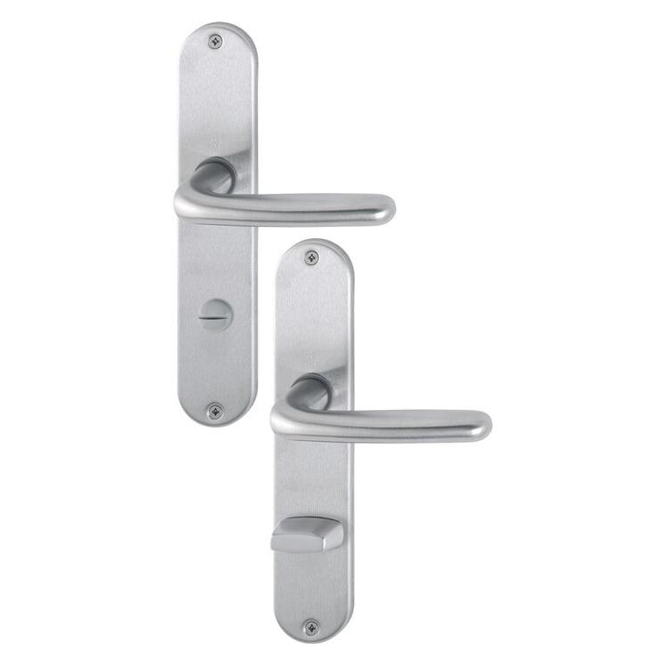 Hoppe Langschildgarnitur Cardiff E1850Z/302 Edelstahl F69 SK/OL 78 mm DIN links / rechts (Türschildgarnitur) (2423701)