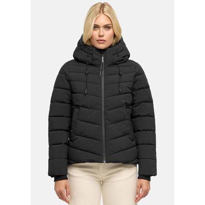 Winterjacke MARIKOO "Nobiruu", Damen, Gr. S, schwarz, Obermaterial: 100% Polyester, Jacken Winterjacke, Winterjacke mit Kapuze und diagonaler Steppoptik