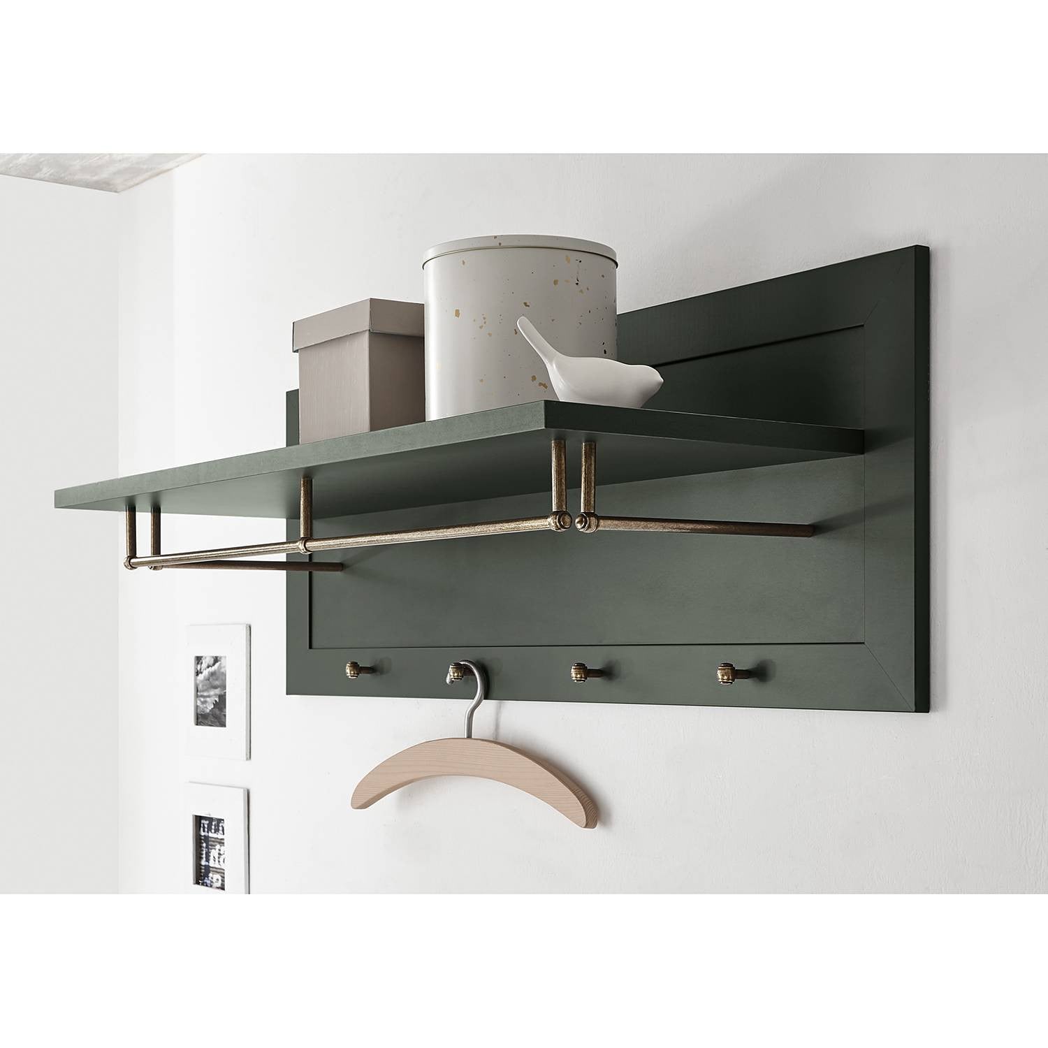 home24 Wandgarderobe Groen, B: 109 cm, D: 40 cm, H: 20 cm