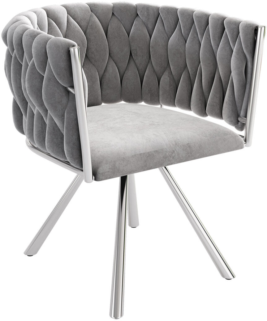 Canora Grey Authneil Velvet Metal Armchair Grey/Silver 71cm H X 61cm W X 51.5cm D