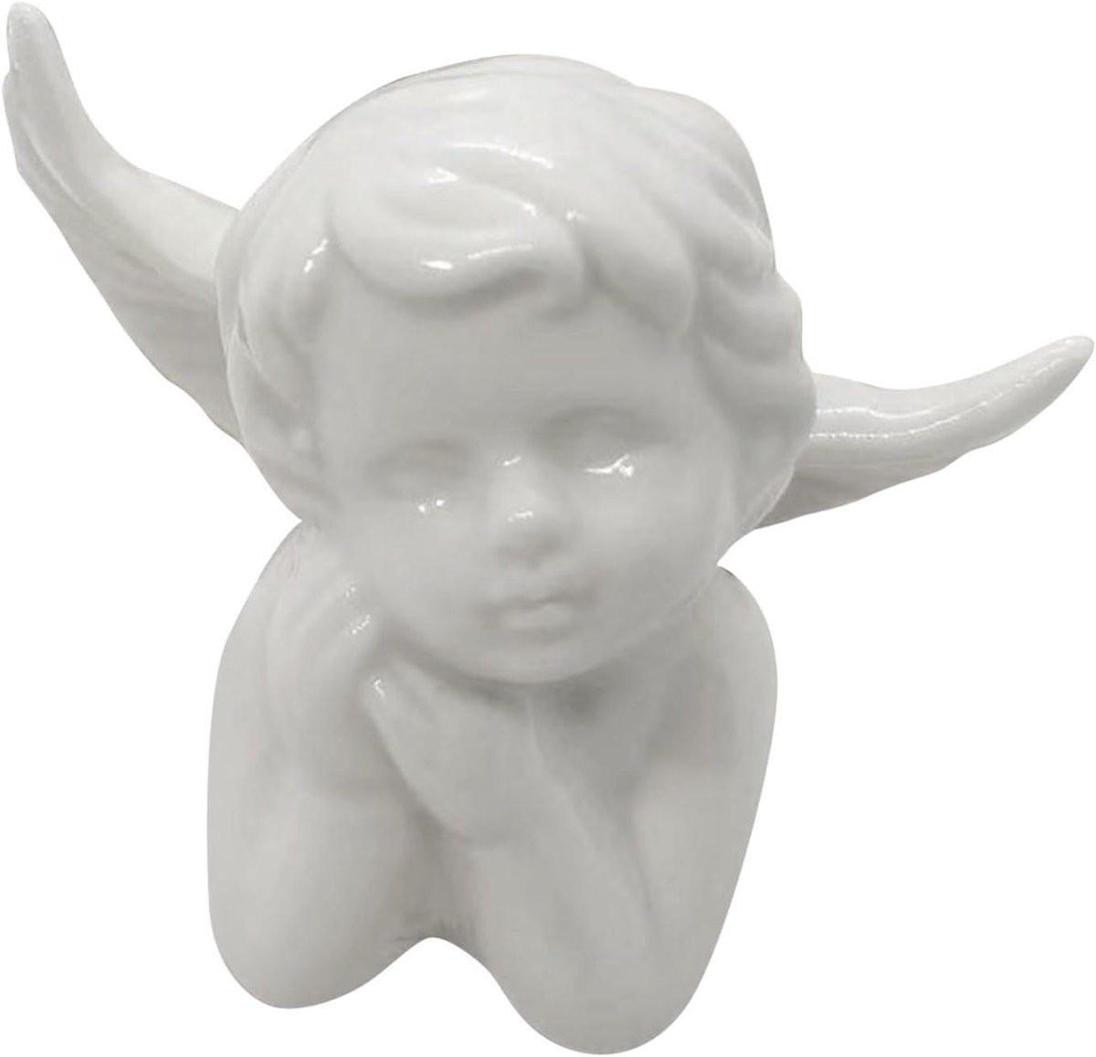 Wit Keramiek Engel Beeldje Decoratie B: 7,5 cm, D: 6 cm, H: 4 cm