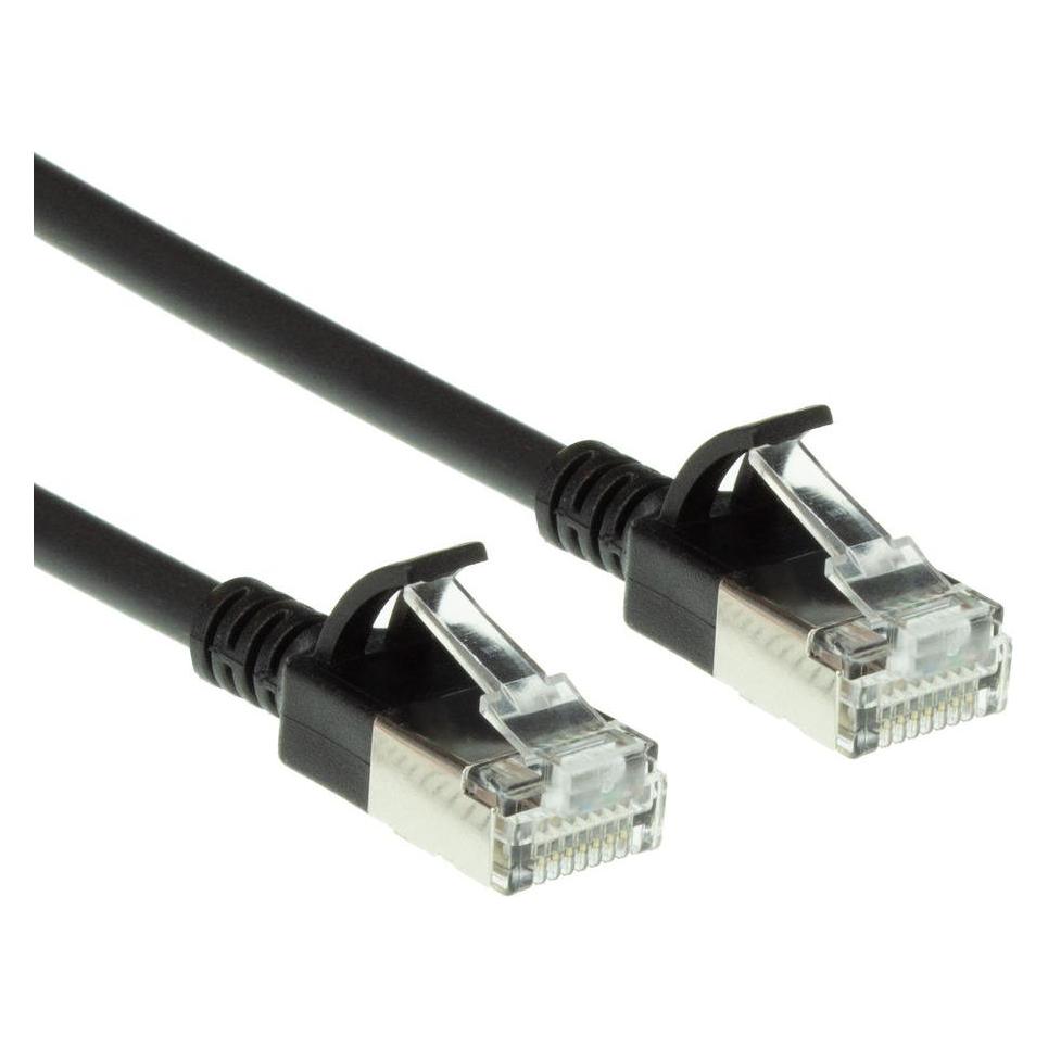 ACT Black 5 meter LSZH U/FTP CAT6A datacenter slimline patch cable snagless with RJ45 connectors (U/FTP, CAT6a, 5 m) (DC7905)