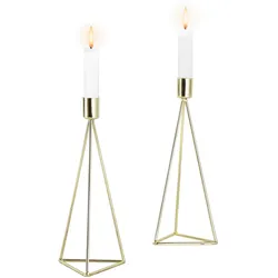 Kerzenhalter-Set Retro Design Goldfarben 2-teilig