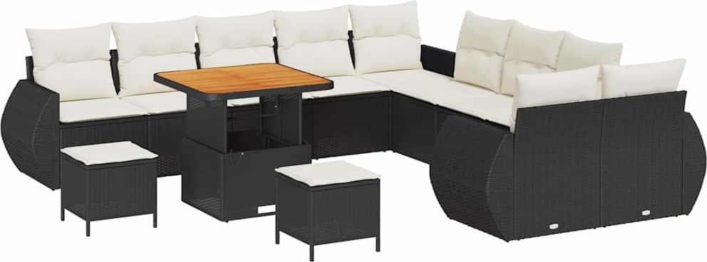 vidaXL Garten-Sofa-Set 13 stk. 13-Sitzanzahl Schwarz und Creme