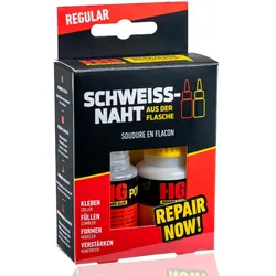 HGPower Glue Schweißnaht aus der Flasche Klebstoff Reparaturset 2-teilig Regular 20 g Kleber und 40 g Granulat