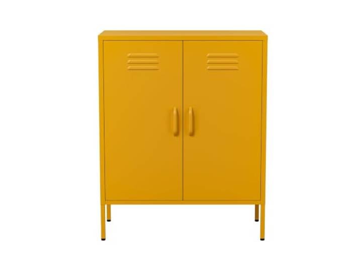 Lendo Online Metall Sideboard – Industrieller Aufbewahrungsschrank für Wohnzimmer – 80x40x100 cm – Kommode - Pulverbeschichtet Stahl (Gelb)