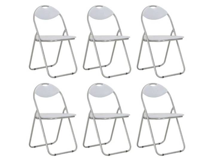 Lot de 6 chaises de jardin pliantes GAR - Blanc Similicuir - 44x43x80 5cm