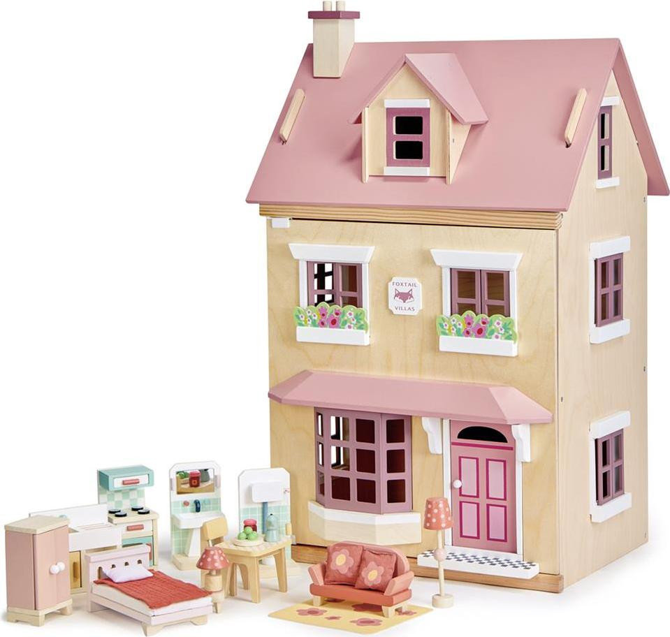 Tender Leaf Toys Houten Poppenhuis Villa Foxtail inclusief meubels