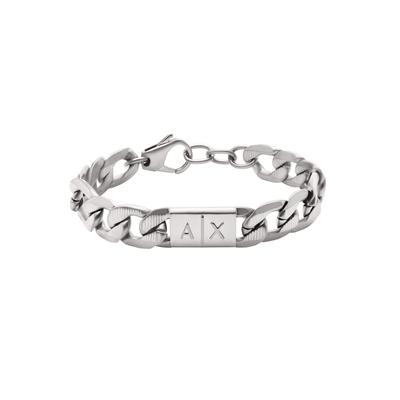 Edelstahlarmband ARMANI EXCHANGE "Schmuck Geschenk Edelstahl Armschmuck CLASSIC", silber (edelstahlfarben), Armbänder, Damen, 22cm, Edelstahl, Edelstahlarmband