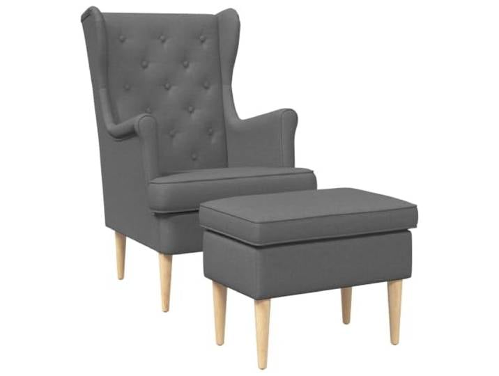 Makastle Sessel mit Fußhocker Dunkelgrau Stoff 65x79x100 cm