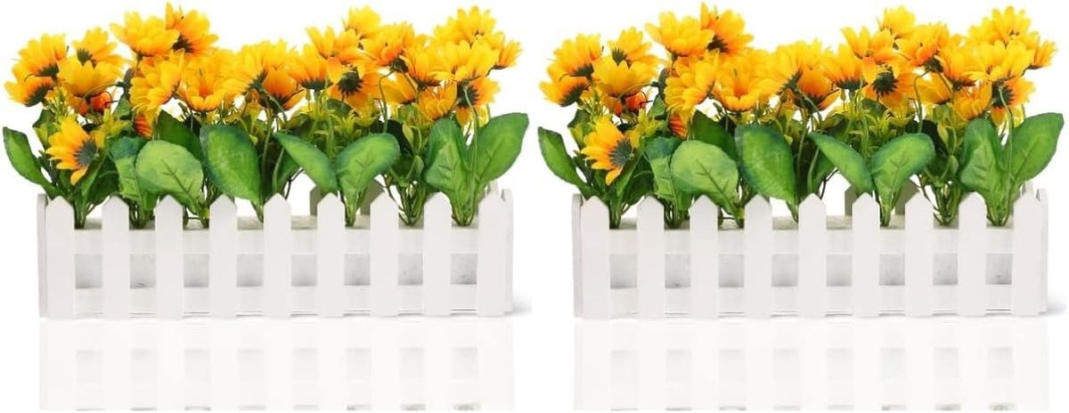 Realistische kunstbloem zonnebloem met witte pot voor decoratie