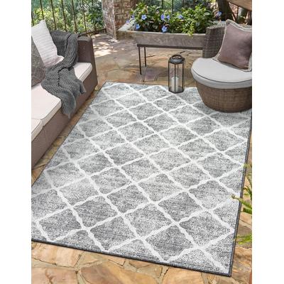 Teppich "Astral, LAGERRÄUMUNG", grau (grau,schwarz,cream), B:160cm H:6mm L:230cm, Polypropylen, MYFLAIR MÖBEL & ACCESSOIRES, Teppiche, Teppich, modernes Rauten Design, Outdoor geeignet, Balkon, Terrasse