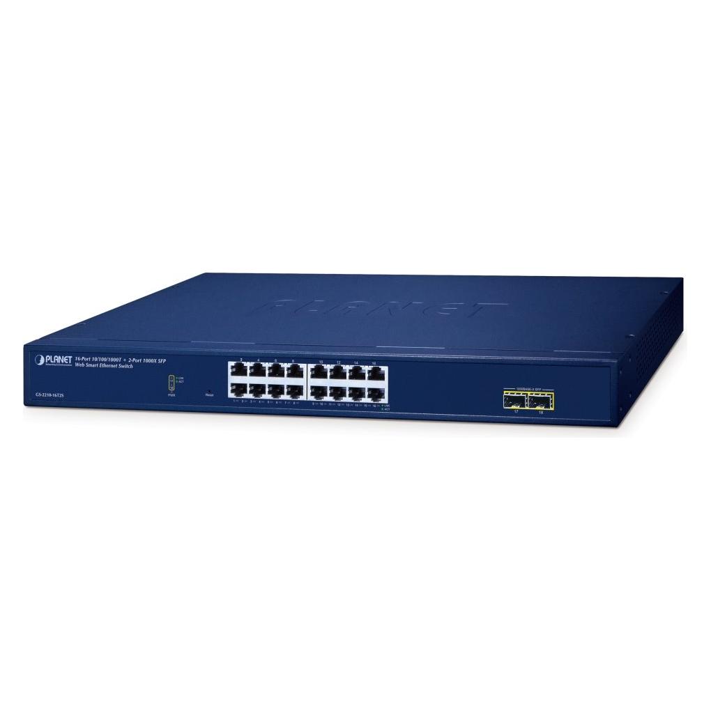 Planet GS-2210-16T2S WEBsmart L2 switch, 16x1Gb, 2x1Gb SFP, QoS (18 Ports) (GS-2210-16T2S)