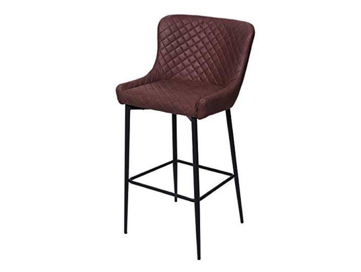 Mendler Barhocker HWC-H79 Metall Fußablage - Stoff/Textil braun