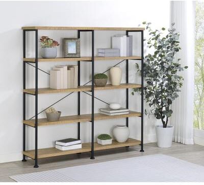 Coaster "Analiese 63-inch 4-shelf Double Bookshelf - 60.00"" x 14.25"" x 63.00"""