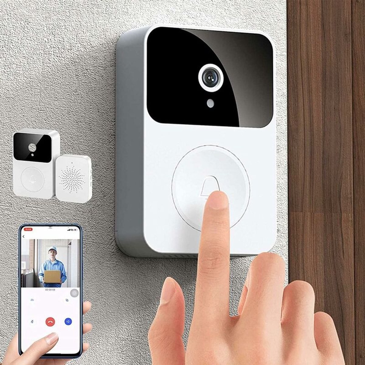 Ring Slimme Videodeurbel met Wifi en Intercomfunctie - Wit