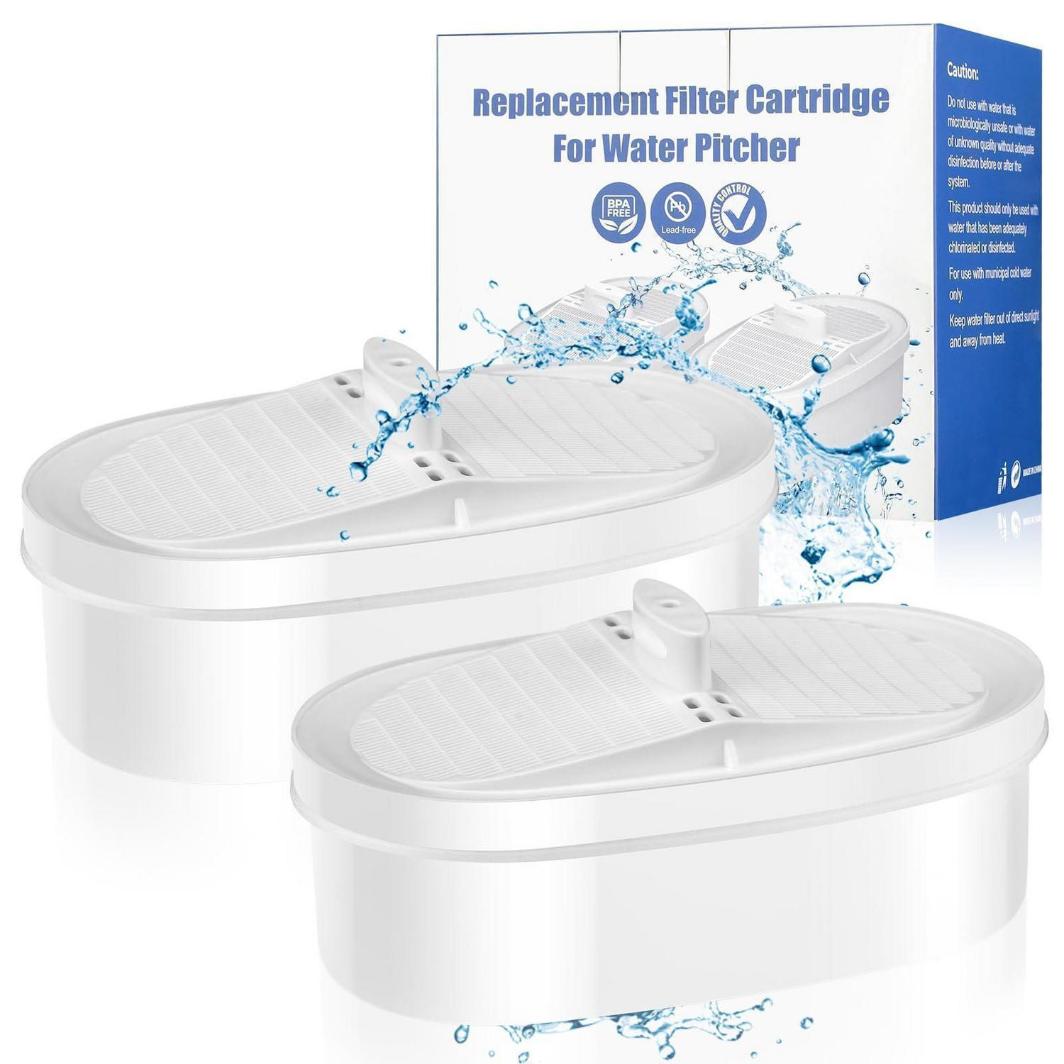 Waterdrop Waterfilter vervangingsfilters, 2 stuks, model WD-PF-01A Plus, geschikt voor filterkan systemen, vermindert chloor, LFGB gecertificeerd