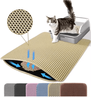 Inspire Picks Double Layer Waterproof Cat Litter Mat For Cleaner Floors & Less Tracking yellow 60x90cm