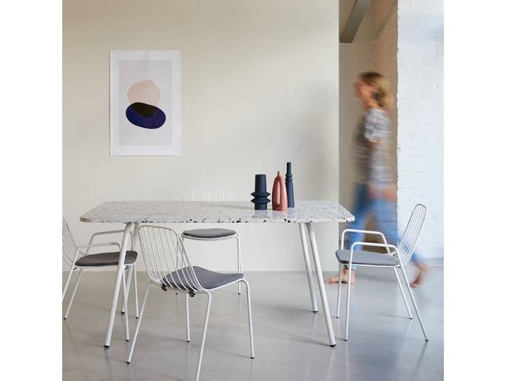Rechteckiger Tisch Premium-Terrazzo und Metall 160 Elio weiß - Weiß