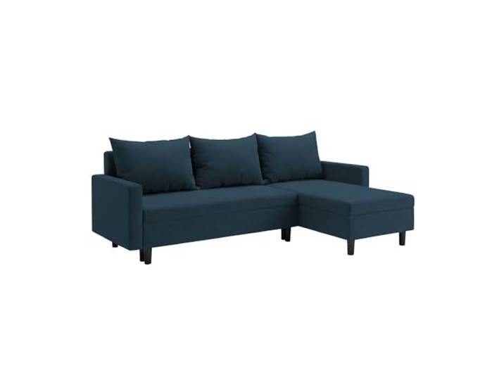 FORNIRO 24 Oslo Ecksofa Blau Wohnzimmer Couch Schlafsofa Polstersofa Modern Mit Schlaffunktion & Bettkasten - L-Form - Kissen - Stoff Komfort ausziehbar Gäste bequem Stauraum Design hochwertig robust