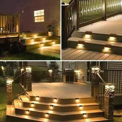 Inspired Living Solar Glow Outdoor LED Deck & Stair Step Light Waterproof Solar Garden Step Lamp (4 8 12 Pack) 1 brown