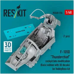ResKit F-105D Thunderchief cockpit late modification (Basic edition with 3D decals) for HobbyBoss kit (3D P
