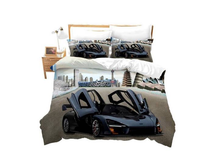LuxusKollektion Kinderbettwäsche Bettwäsche Set Rennwagen 3D Print 155x220cm