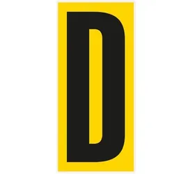 Buchstabe D, für den Boden, gelb/schwarz, Kunststoff, 180x400mm, 3/VE